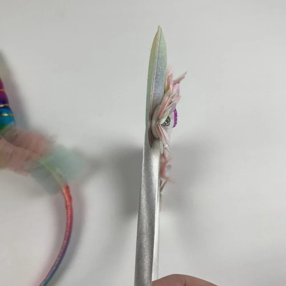 3 Piece Shiny Unicorn Horn Rainbow Elastic Cat Glamour‎ Headband Catchers 6185
